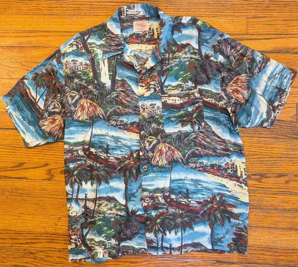 Hawaiian Hula Button Up Creeks Wear Men's XL Tropical Boating